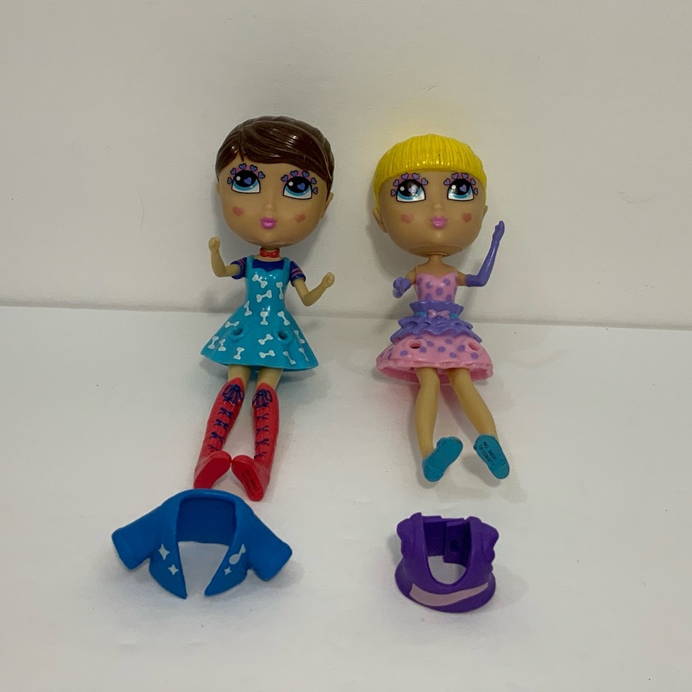 Cutie Pops Petites Lot of 2 Dolls Carmel & Dainty 2012 Jada NO Hair Accessories